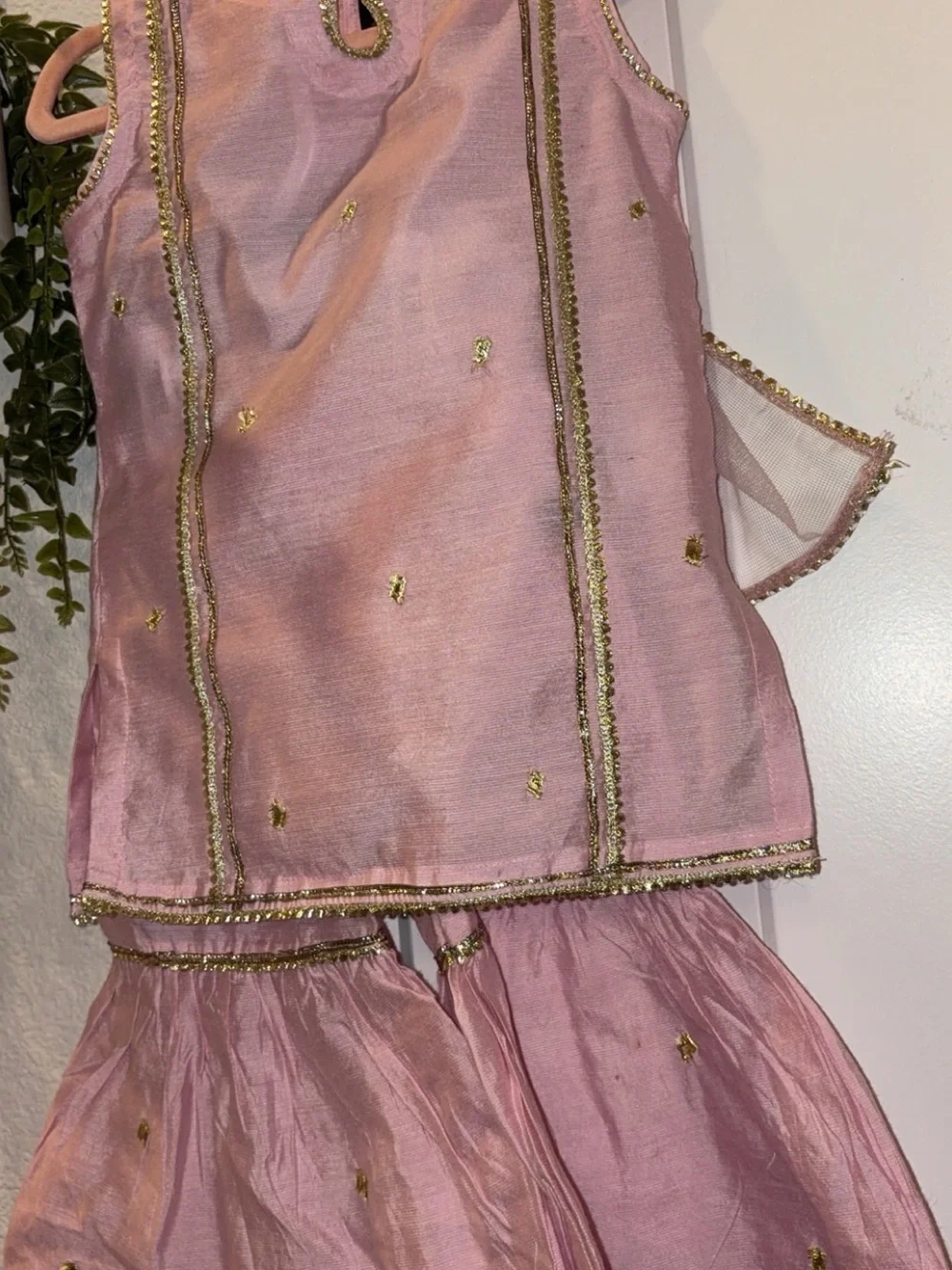 Girls' Pink Embroidered Matching Set infant traditional wear party wedding wear